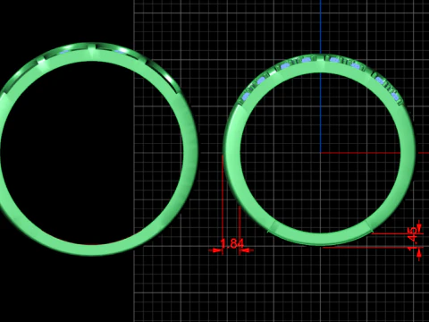 Couple wedding band ring -1 3D Print Model