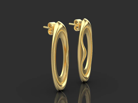 A100-94-Whimsical Waves earrings- 3D Print Model
