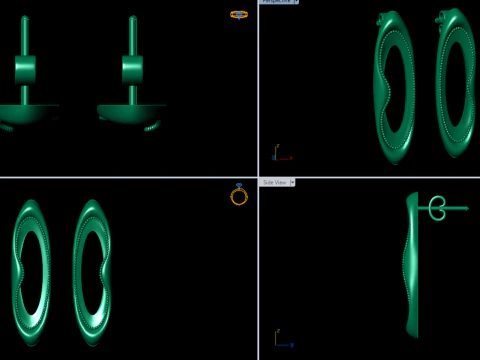 A100-94-Whimsical Waves earrings- 3D Print Model