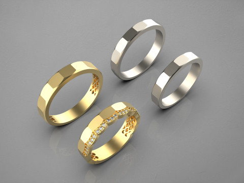 Couple wedding band ring -2 Modelo de Impressão 3D