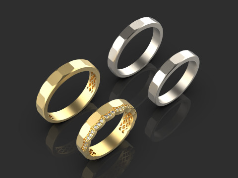 Couple wedding band ring -2 Modelo de Impressão 3D
