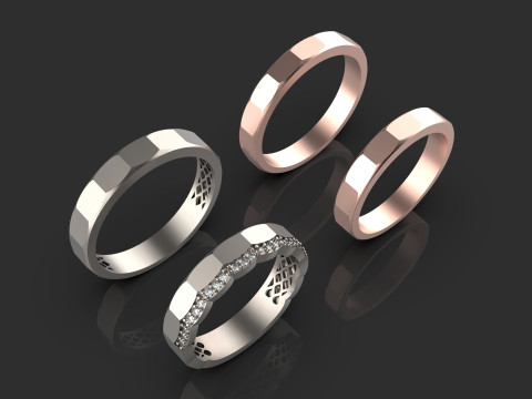 Couple wedding band ring -2 Modelo de Impressão 3D