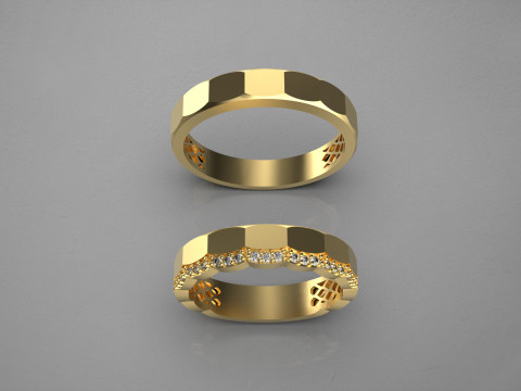 Couple wedding band ring -2 Modelo de Impressão 3D