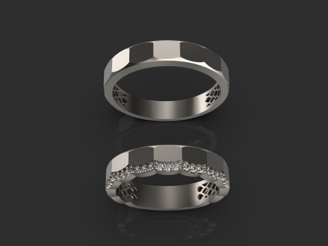 Couple wedding band ring -2 Modelo de Impressão 3D