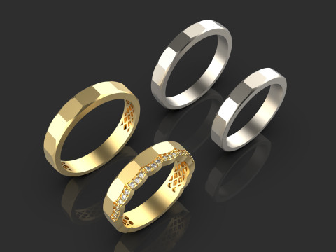 Couple wedding band ring -2 Modelo de Impressão 3D
