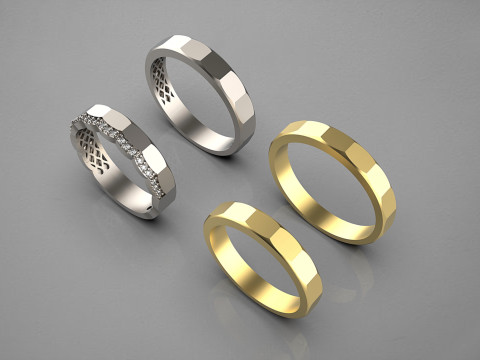 Couple wedding band ring -2 Modelo de Impressão 3D