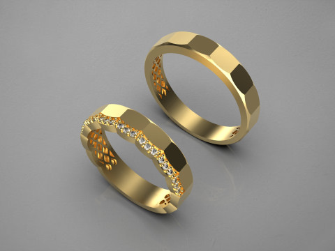 Couple wedding band ring -2 Modelo de Impressão 3D