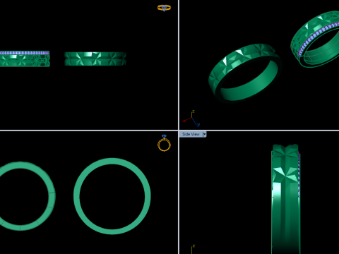 Couple wedding band ring -3 3D Druckmodell
