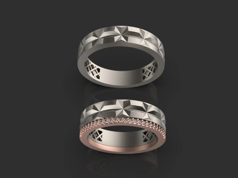 Couple wedding band ring -3 3D Print Model