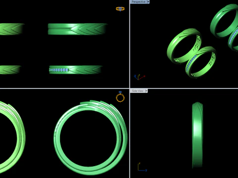 Couple wedding band ring -4 3D Print Model