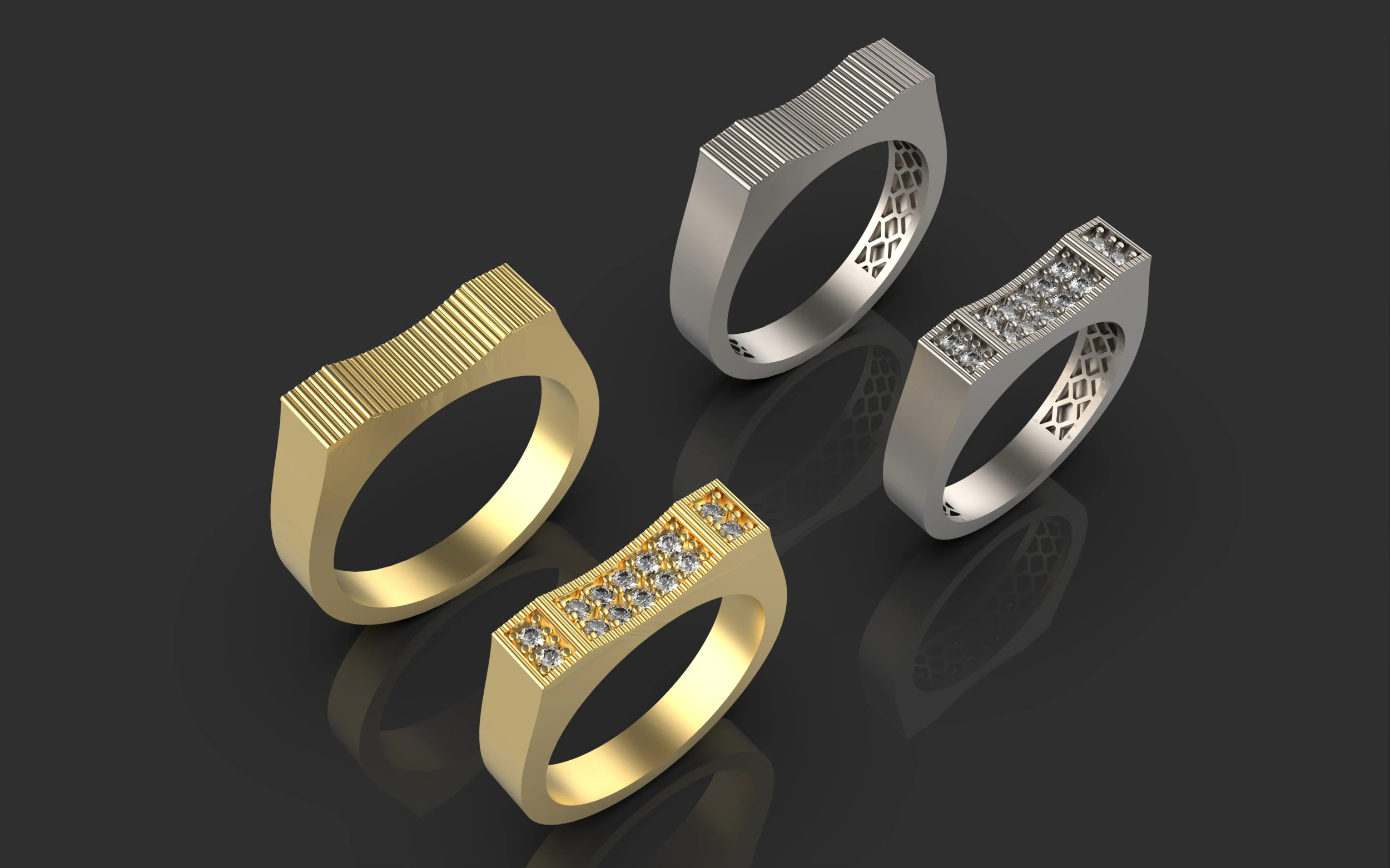 Couple wedding band ring -5 3D Print Model .c4d .max .obj .3ds .fbx .stl .blend