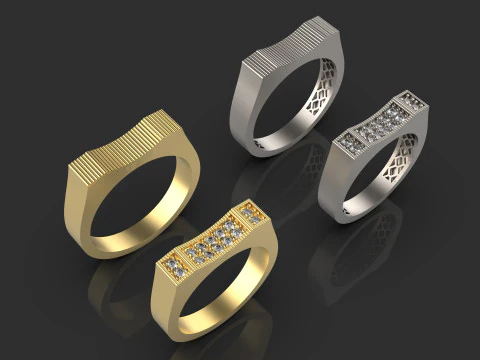 Couple wedding band ring -5 3D Print Model