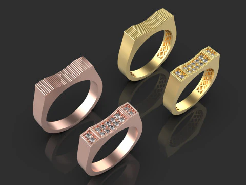 Couple wedding band ring -5 3D Print Model