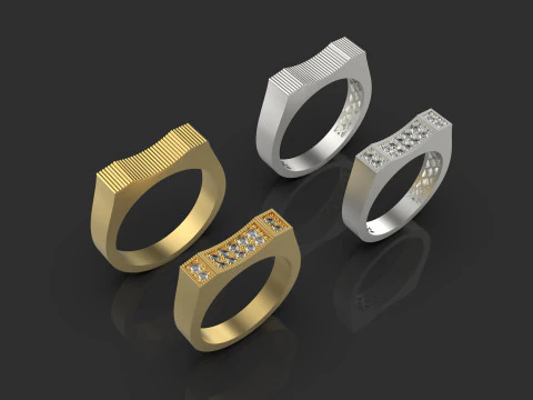 Couple wedding band ring -5 3D Print Model