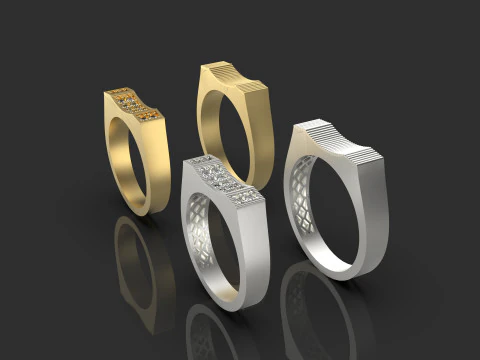 Couple wedding band ring -5 3D Print Model