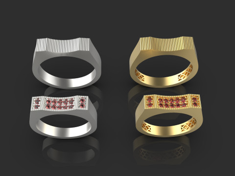 Couple wedding band ring -5 3D 打印模型