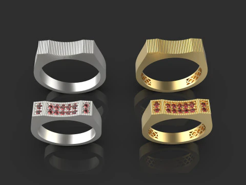 Couple wedding band ring -5 3D Print Model