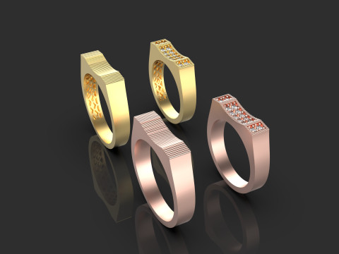 Couple wedding band ring -5 3D 打印模型