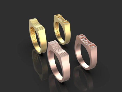Couple wedding band ring -5 3D Print Model