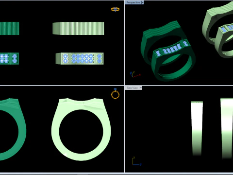 Couple wedding band ring -5 3D Print Model