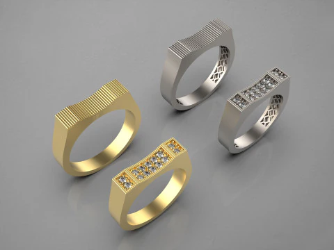 Couple wedding band ring -5 3D Print Model