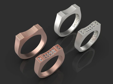 Couple wedding band ring -5 3D Print Model