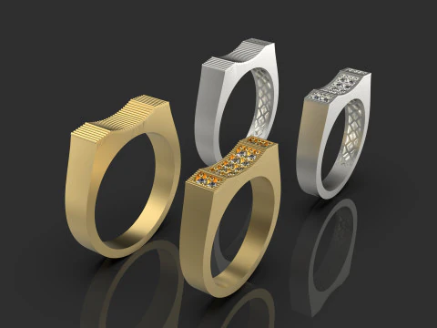 Couple wedding band ring -5 3D Print Model