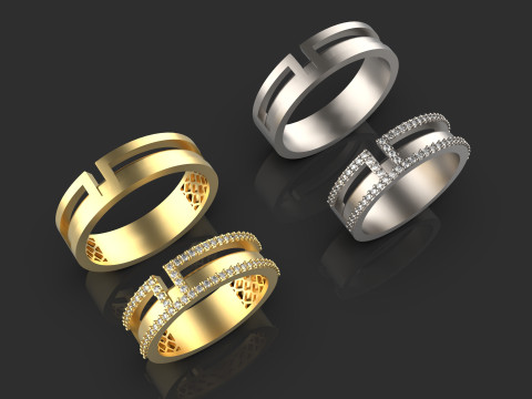 Couple wedding band ring -6 3D-printmodel