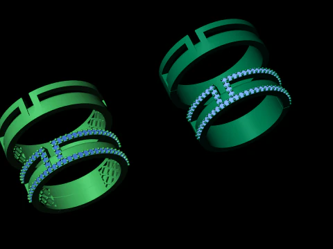 Couple wedding band ring -6 3D Print Model