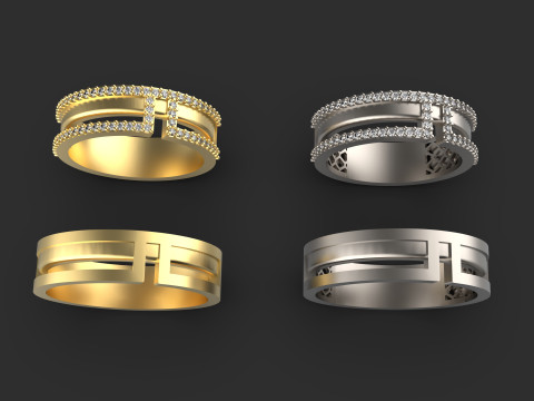 Couple wedding band ring -6 Modelo de Impressão 3D