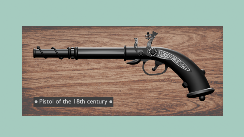 Pistol of the 18th century 3Dモデル .c4d .max .obj .3ds .fbx .stl .blend 