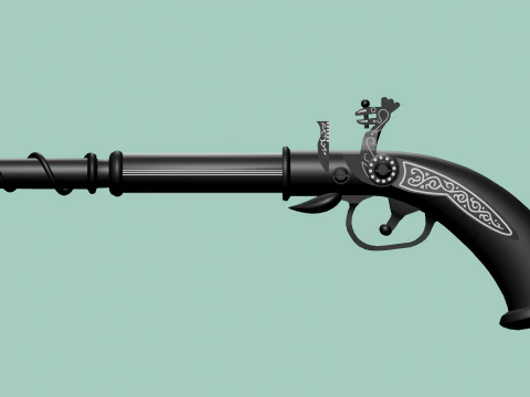 Pistola del XVIII secolo Modello 3D