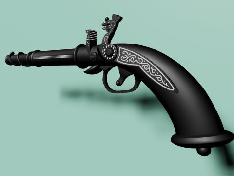 Pistol of the 18th century 3Dモデル