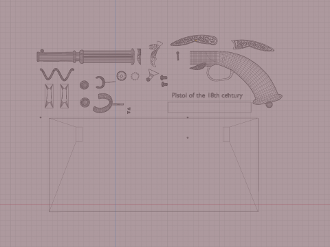 Pistol of the 18th century 3Dモデル