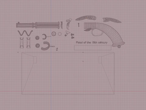 Pistola del XVIII secolo Modello 3D