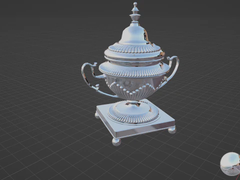 Silberne Zuckerdose mit Mustern 3D Modell