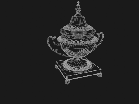 Silver sugar bowl with patterns 3Dモデル