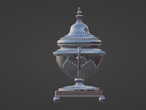Silver sugar bowl with patterns 3Dモデル