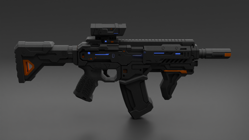 Sci-fi Automatic weapon 3D Modell .c4d .max .obj .3ds .fbx .stl .blend 
