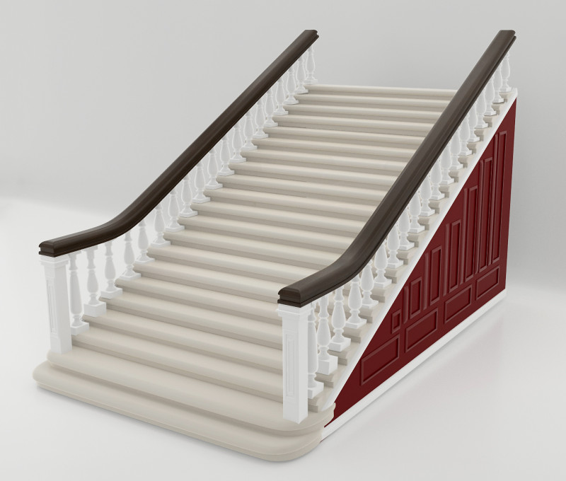 Stair 3D Model .c4d .max .obj .3ds .fbx .stl .blend