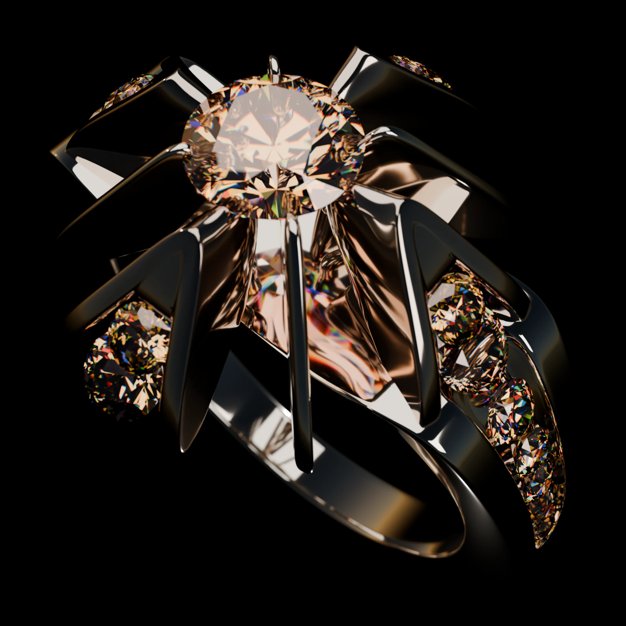 Diamond ring 3D Model .c4d .max .obj .3ds .fbx .stl .blend