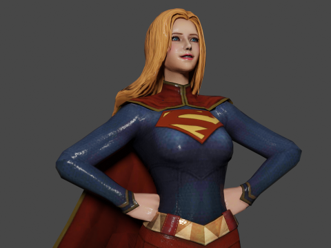 Supergirl Low-poly 3D Modell