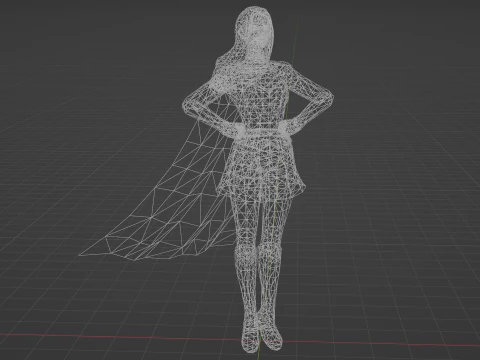 Supergirl Low-poly 3D Model
