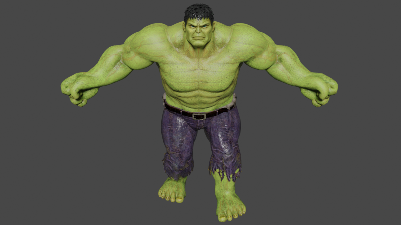 The Incredible Hulk Low-poly 3D Model .c4d .max .obj .3ds .fbx .stl .blend