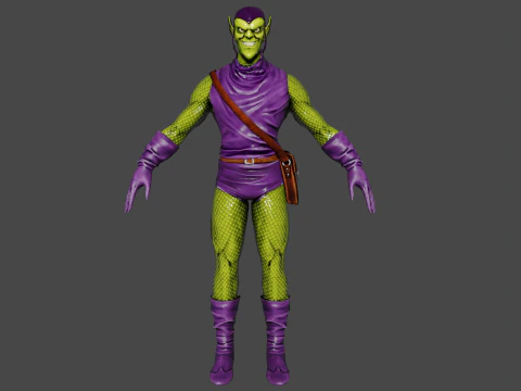 Yeşil Cin D&uuml;ş&uuml;k Poli 3D Model