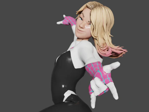 Spider Gwen Low-poly 3D Model