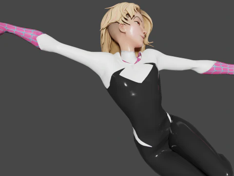 Spider Gwen Low-poly 3D Model