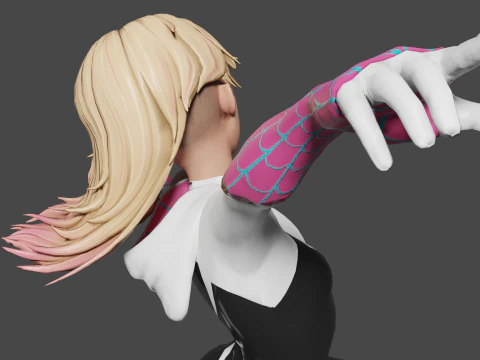 Spider Gwen Low-poly 3D Model