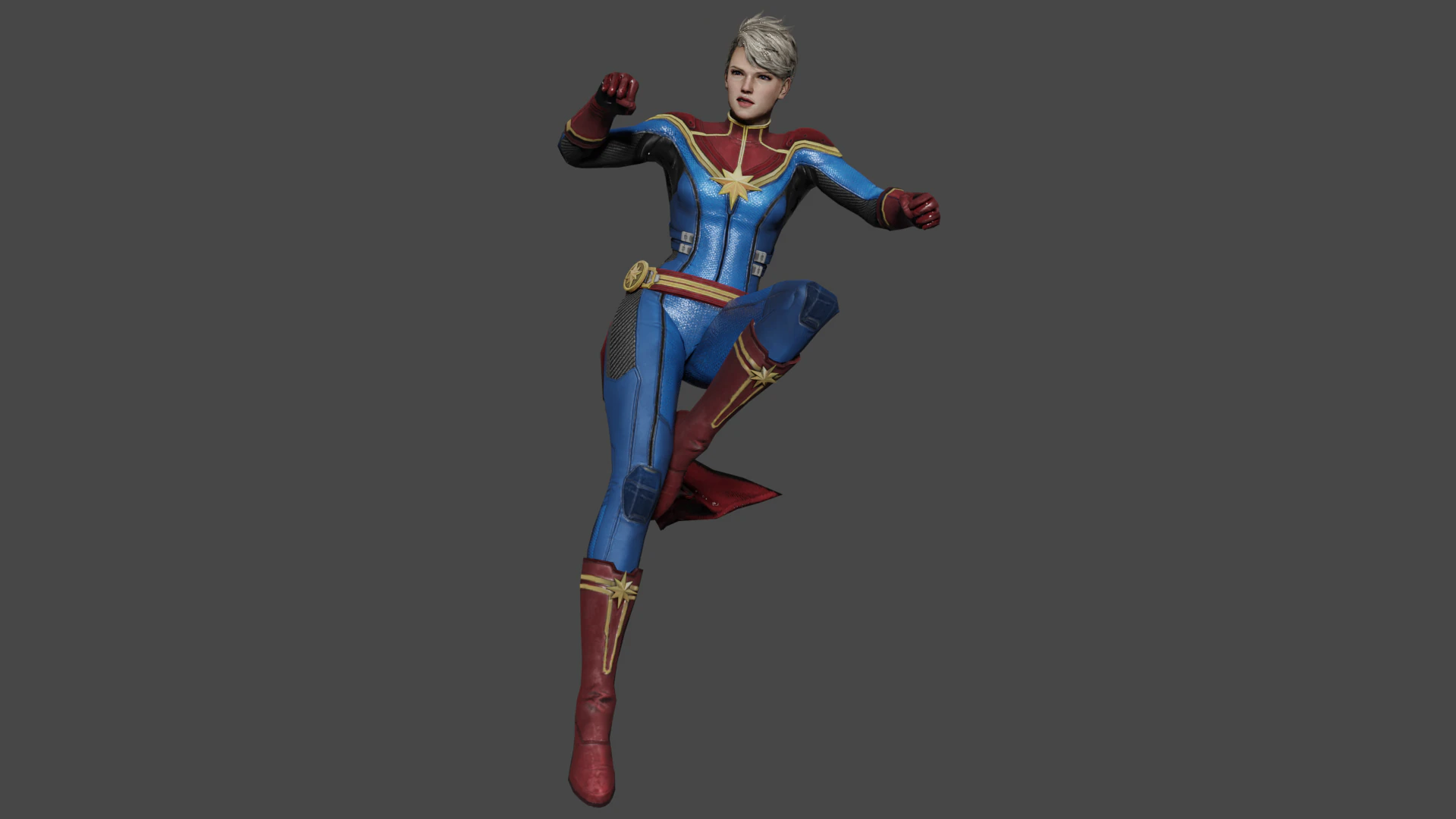 Captain Marvel Low-poly 3D Model .c4d .max .obj .3ds .fbx .stl .blend 