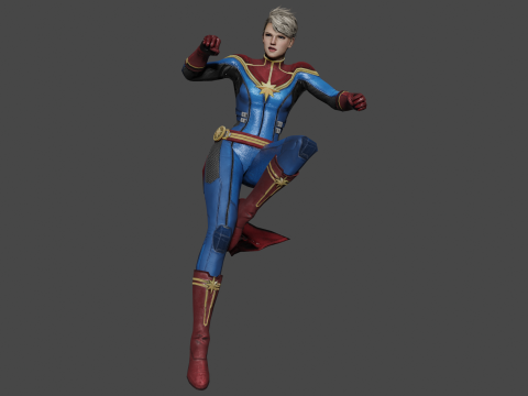 Captain Marvel Low-poly Modelo 3D
